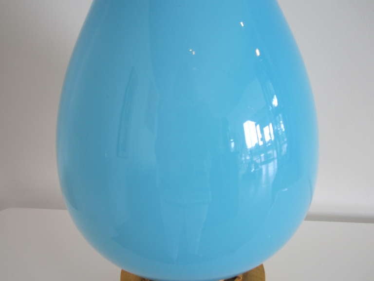 Pair of Turquoise Blue Murano Glass Lamps 1
