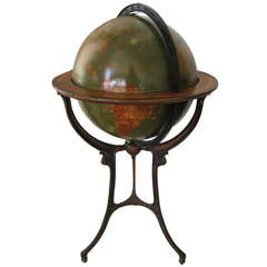 Antique Hammond Globe with Brass Base and Glass Castors