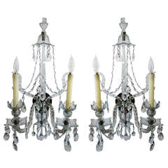 Pair of Continental Crystal Sconces