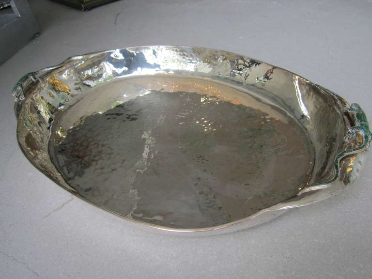 Los Castillos Silver Plate Tray with Iguanas