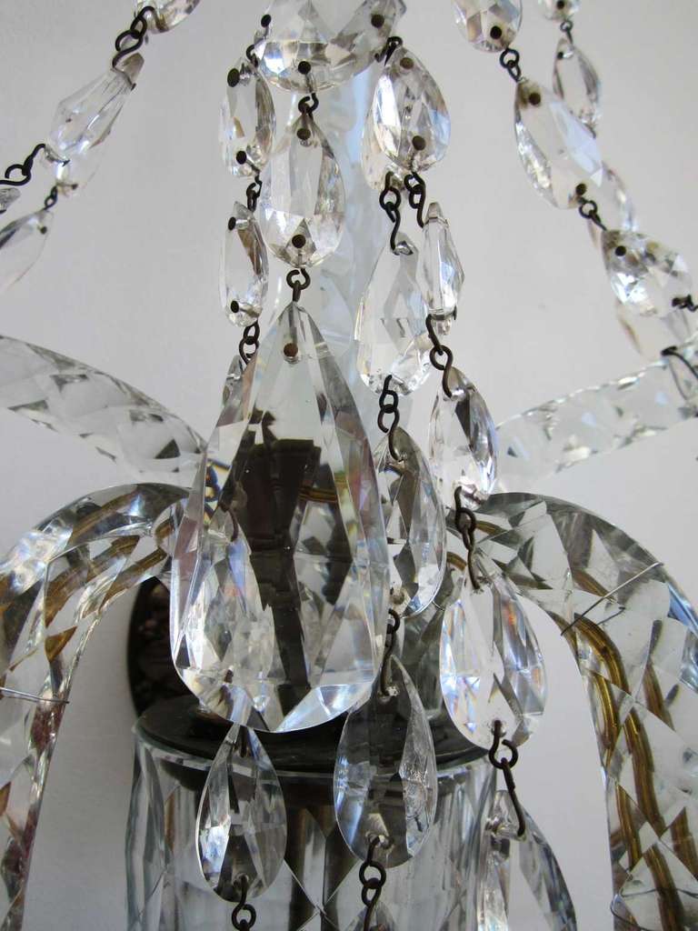 Pair of Continental Crystal Sconces For Sale 1