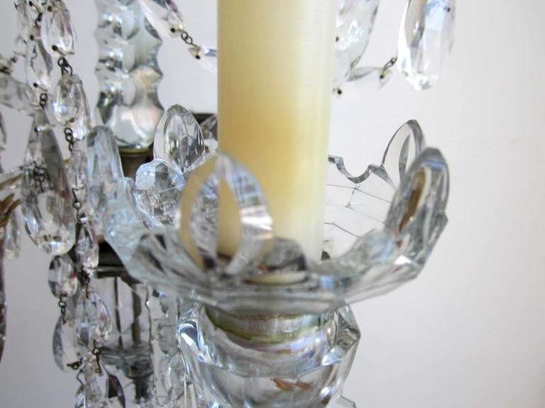 Pair of Continental Crystal Sconces For Sale 3