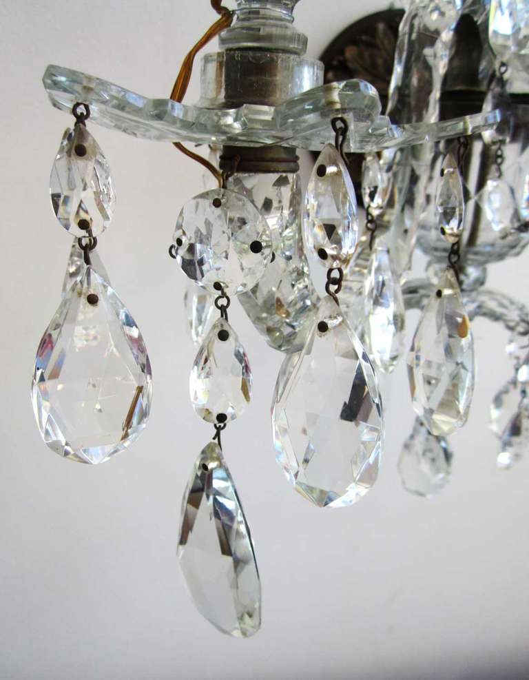 Pair of Continental Crystal Sconces For Sale 4
