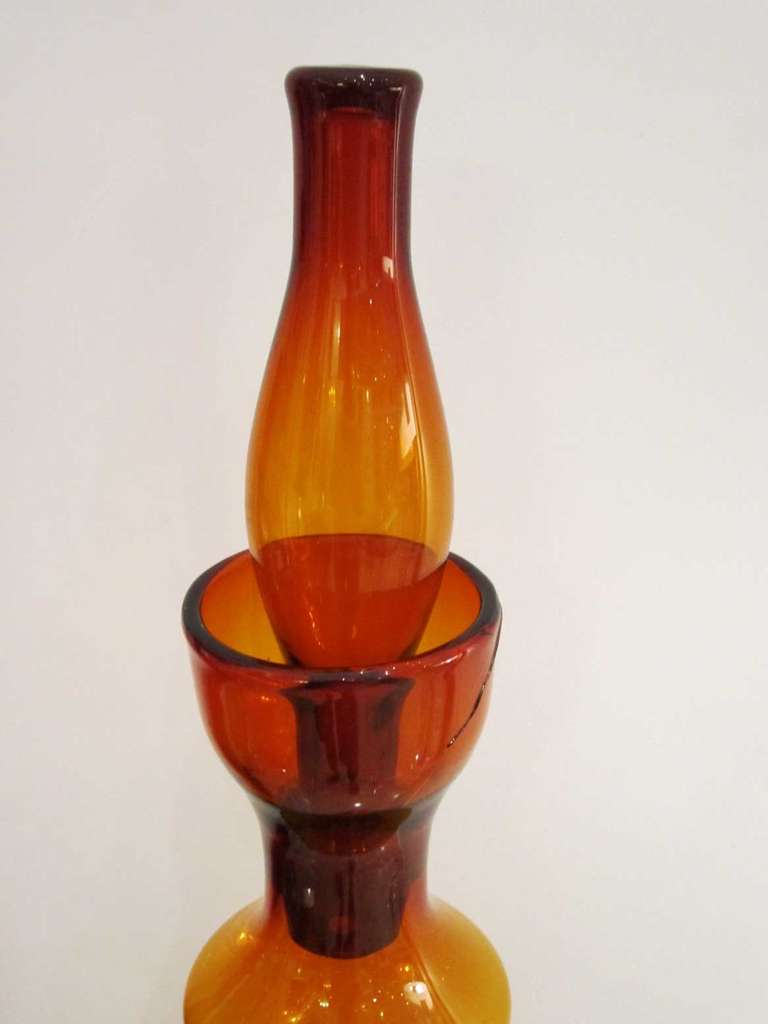 American Overscale Amber Glass Decanter by Blenko