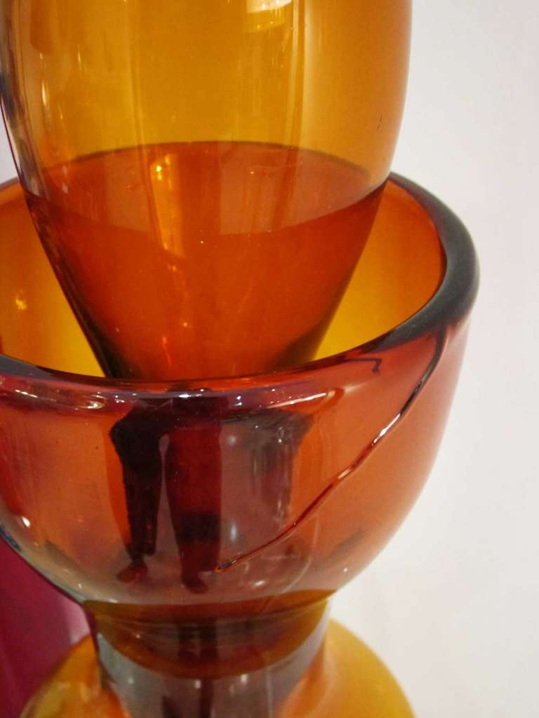 Overscale Amber Glass Decanter by Blenko In Excellent Condition In West Palm Beach, FL