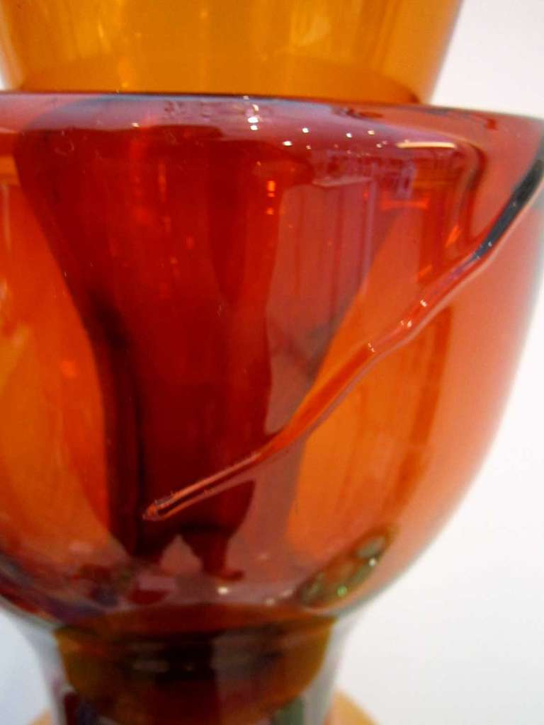 Mid-20th Century Overscale Amber Glass Decanter by Blenko