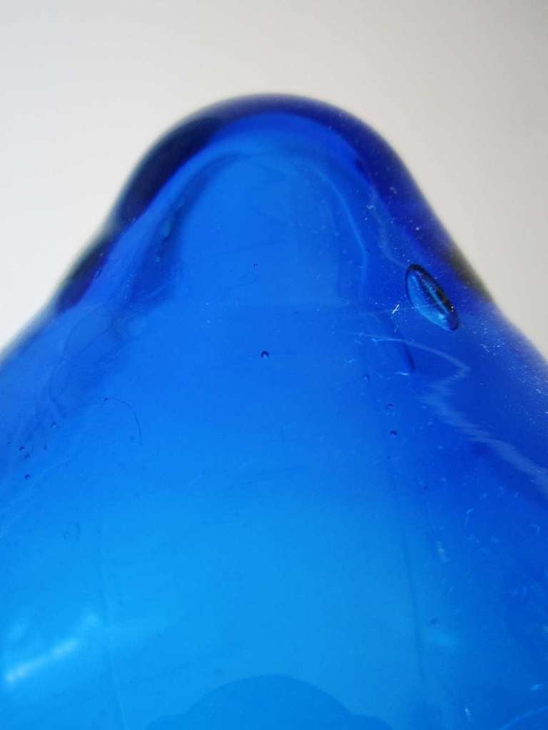 Glass Tall Blue Blenko Decanter