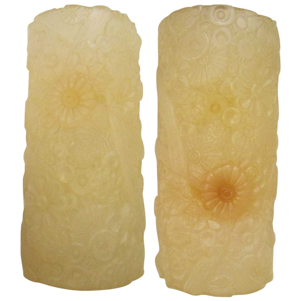 Pair of Sirmos Resin Flower Motif Sconces For Sale