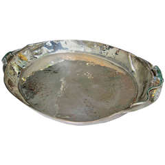 Los Castillos Silver Plate Tray with Iguanas