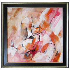 Mid Century Modern Oil Painting "Jockey"