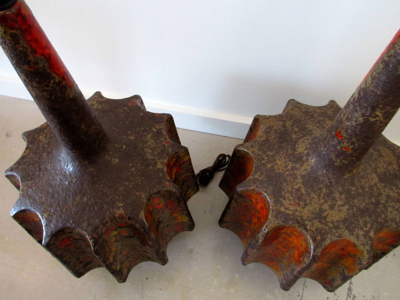 20th Century Pair of Brutalist Volcano Lamps in the Style of Fantoni