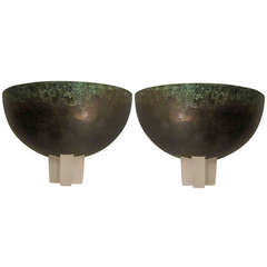 Pair of Copper and Lucite Wall Sconces attributed to Karl Springer