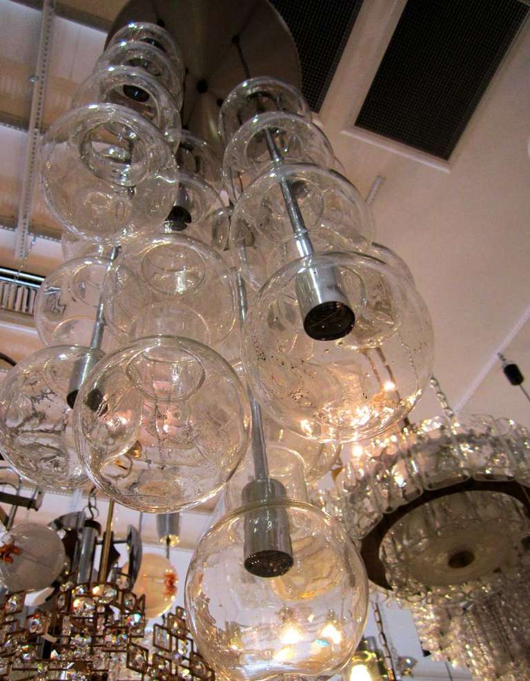 Large Vintage Doria Glass Chandelier In Excellent Condition In West Palm Beach, FL