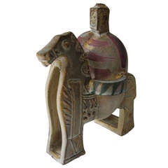 Vintage French Ceramic Rider on Horse by Portanier