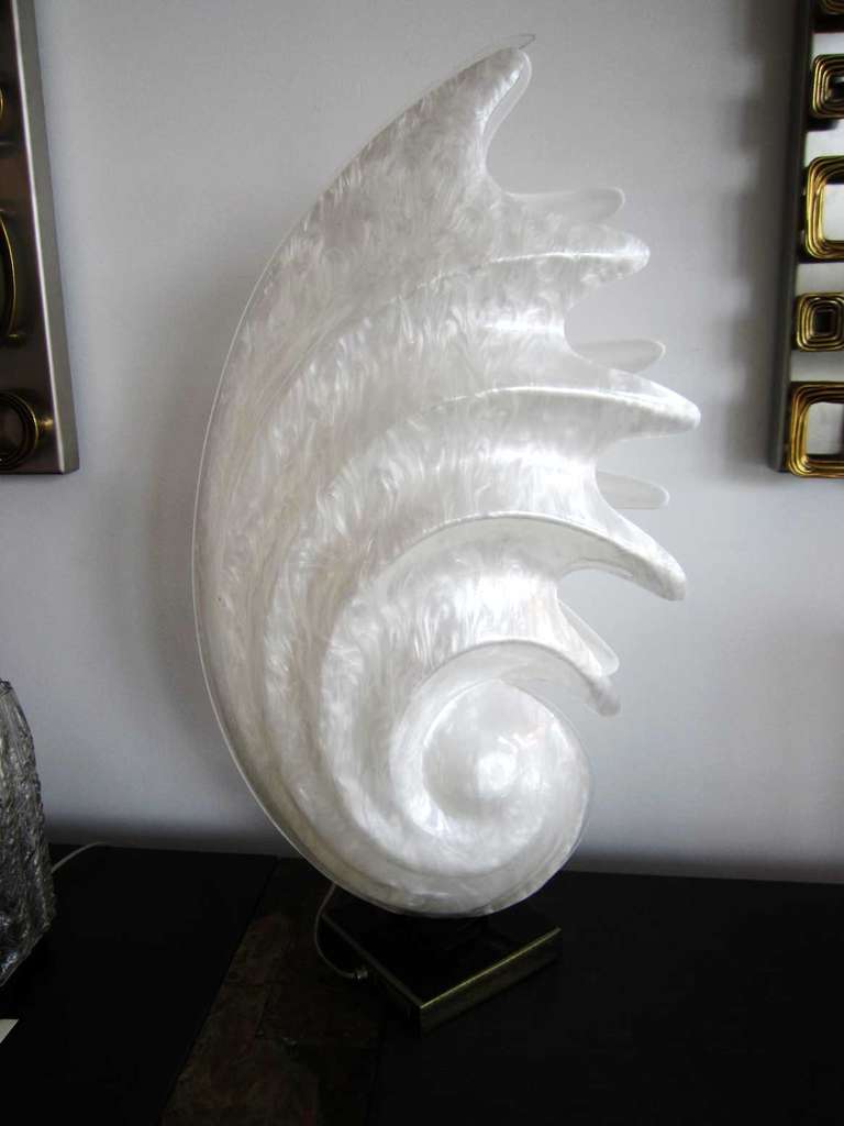 Large Vintage Rougier Shell Lamp In Excellent Condition In West Palm Beach, FL