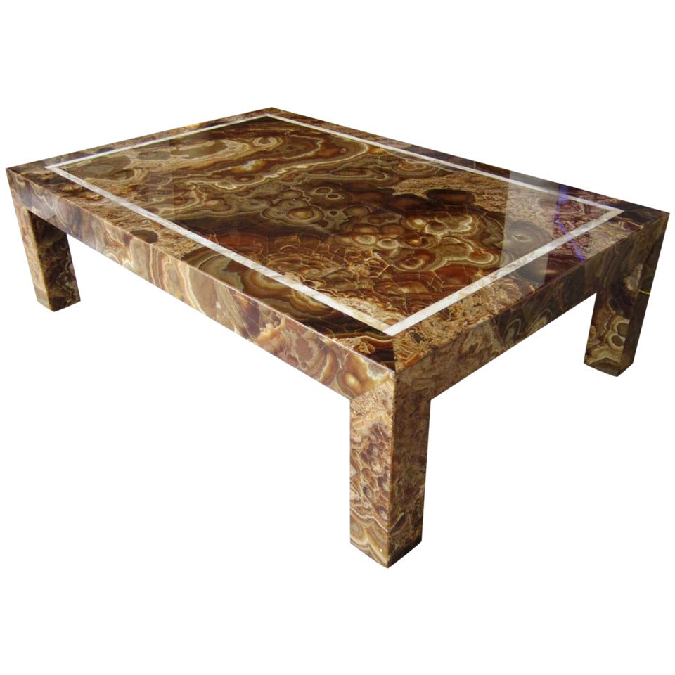 Vintage Onyx Rectangular Coffee Table at 1stDibs