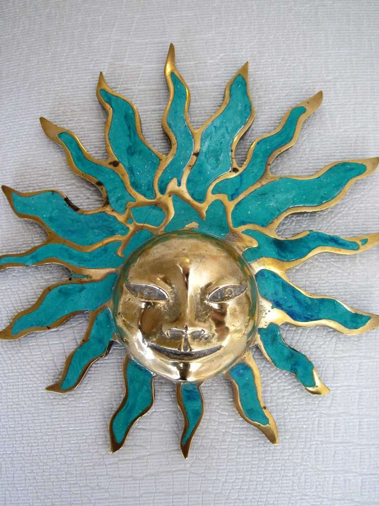 Mid-Century Modern Pair of Pepe Mendoza Sun God Ornaments - Hardware