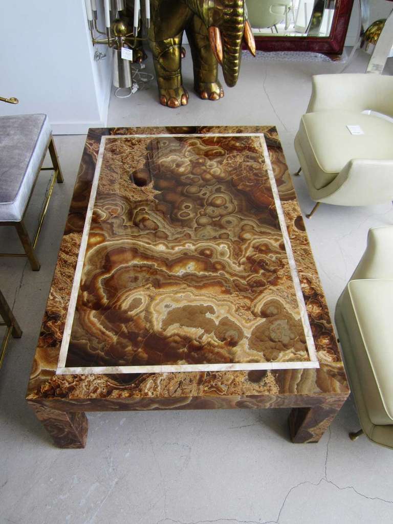 Unknown Vintage Onyx Rectangular Coffee Table