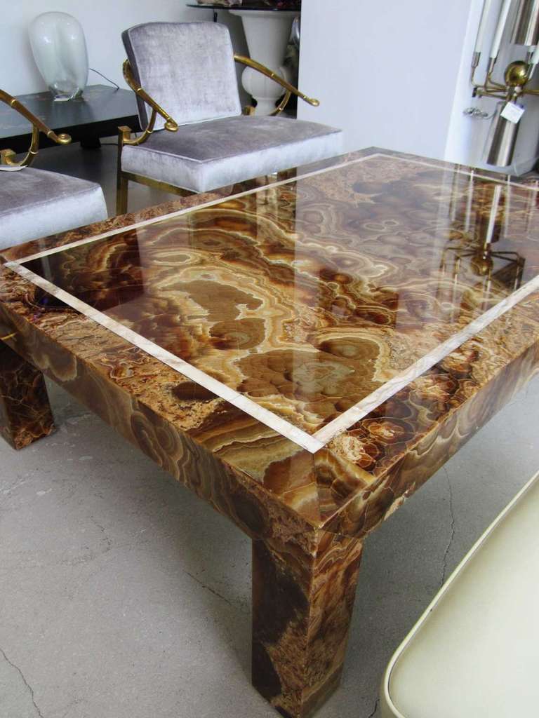 Vintage Onyx Rectangular Coffee Table In Excellent Condition In West Palm Beach, FL