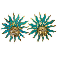 Pair of Pepe Mendoza Sun God Ornaments - Hardware