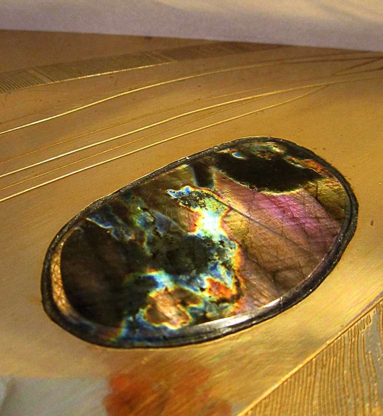 Brass Labradorite Coffee Table - Christian Krekels- Signed For Sale 4