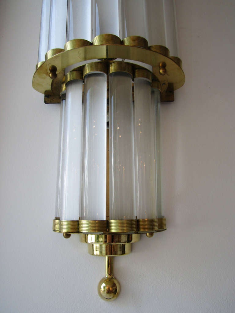 Art Deco Pair of Large Murano Glass Wall Sconces