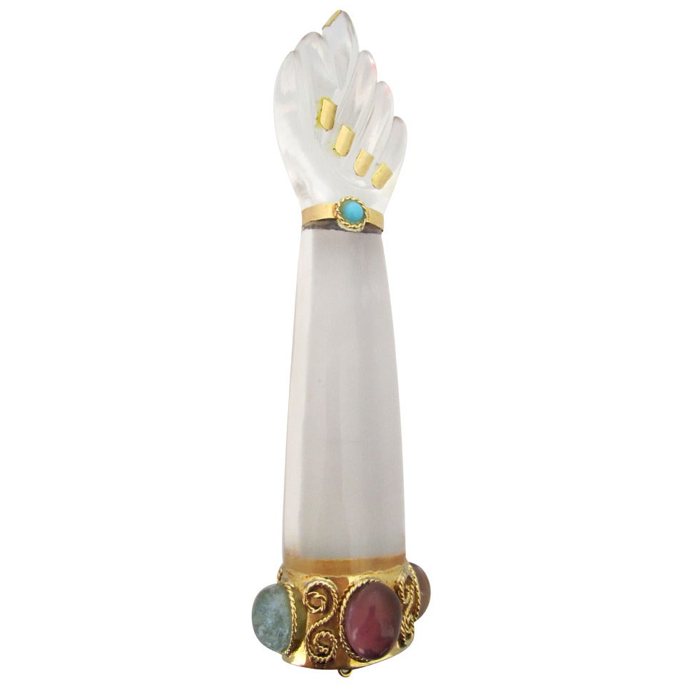 Gigantic Rock Crystal & 18 k Gold  Figa - Lucky Charm