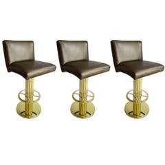 Three Mid-Century Modern Bar Stools in the Style of Karl Springer