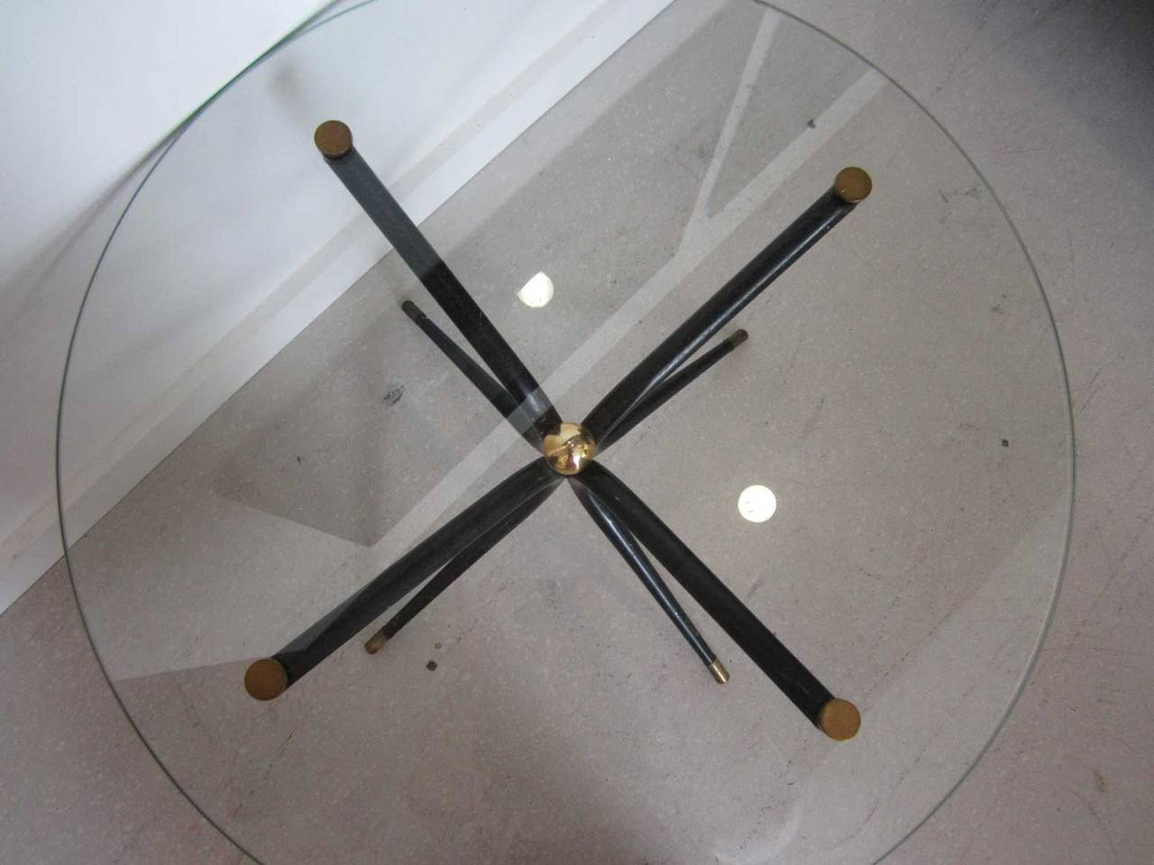 Mid-Century Modern Mid Century Modern French Table with Brass Accents