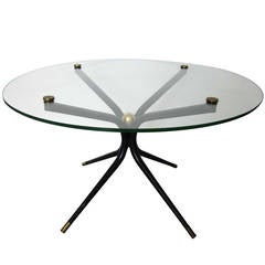 Mid Century Modern French Table with Brass Accents