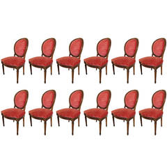 Set of 12  20th Century Louis XVI Style Dining Room Chairs