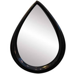 Vintage Black Lacquer Teardrop Mirror