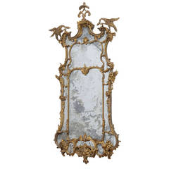 19th Century English Mirror with Carved Birds