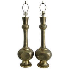 Pair of Large Brass Morrocan Lamps
