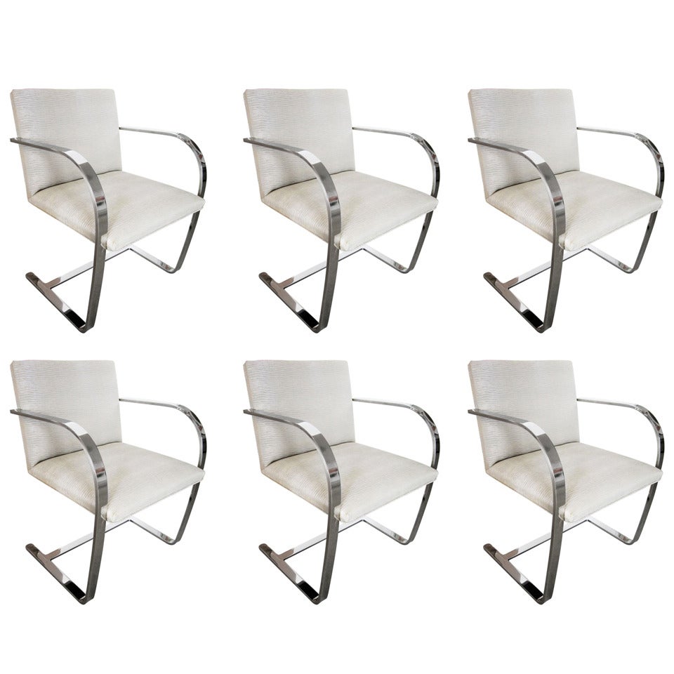 Set of Six Mies van der Rohe "Bruno" Chairs for Knoll