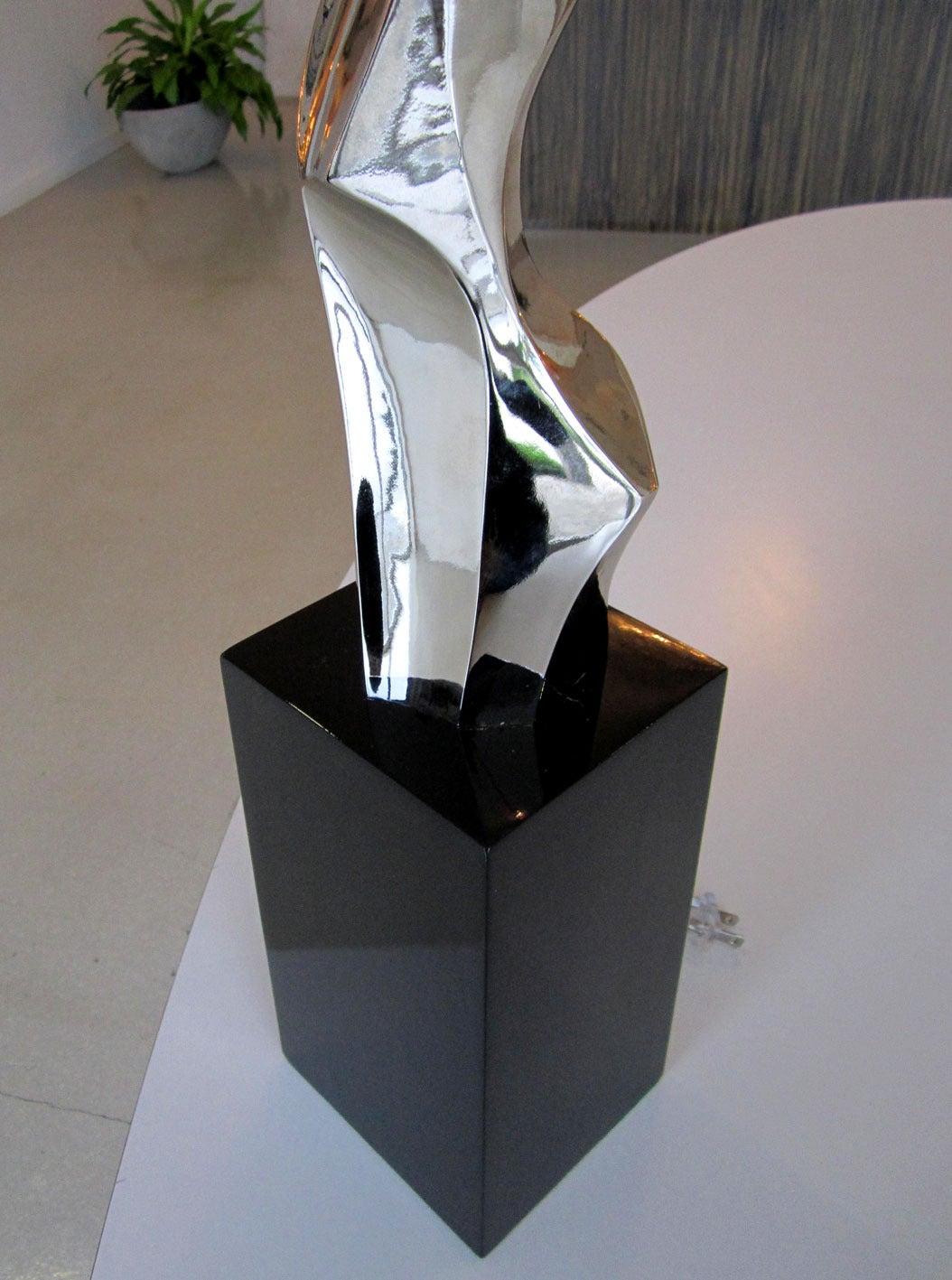 Pair of Nickel-Plated Sculptural Lamps by Laurel 1
