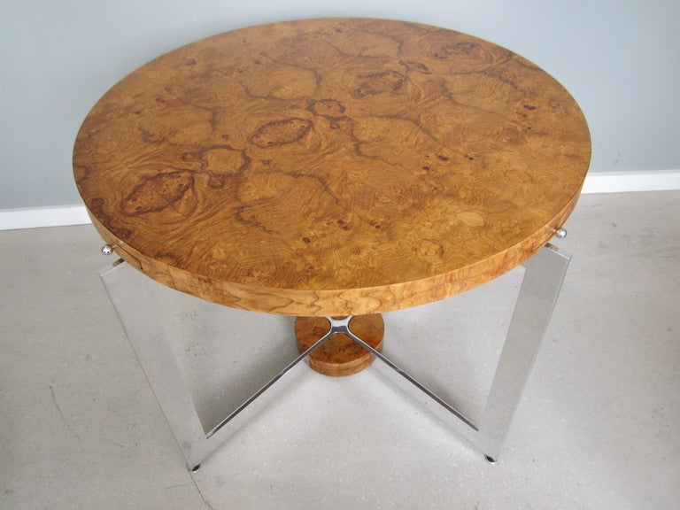 Mid-Century Modern Rare Milo Baughman Burlwood Card Table