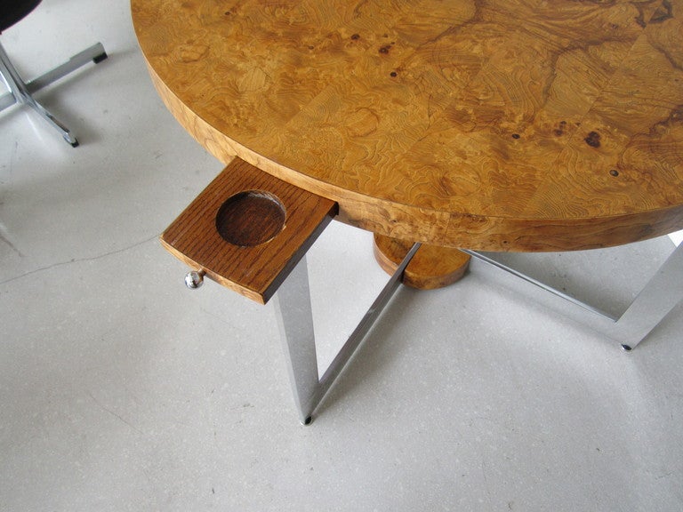 American Rare Milo Baughman Burlwood Card Table