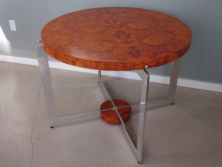 Rare Milo Baughman Burlwood Card Table 4
