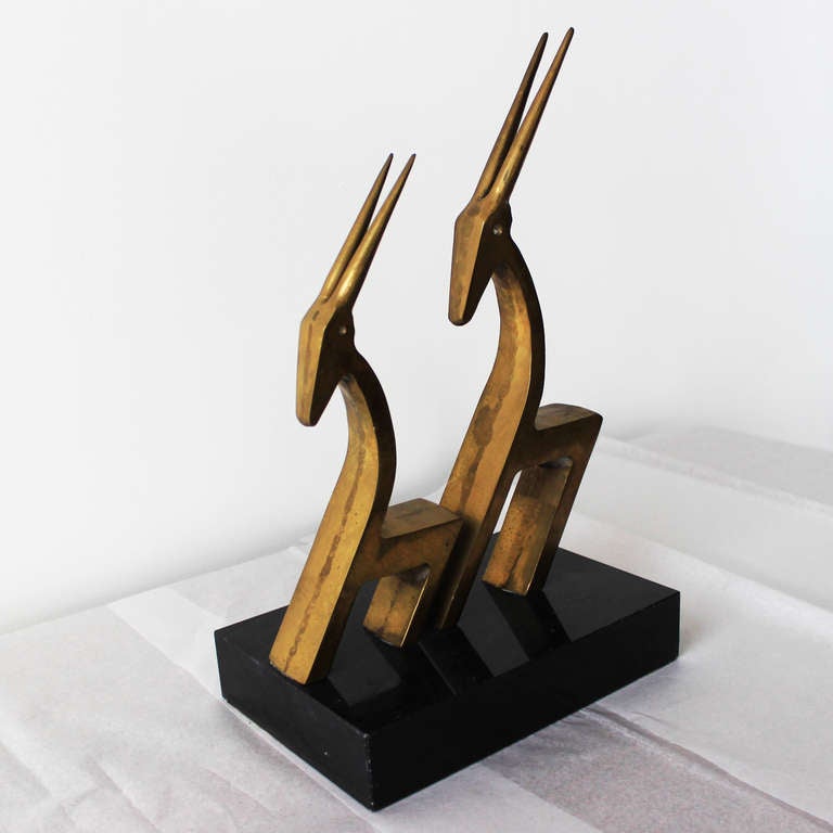 Mid-Century Modern Bronze Sculpture Modern Antelopes