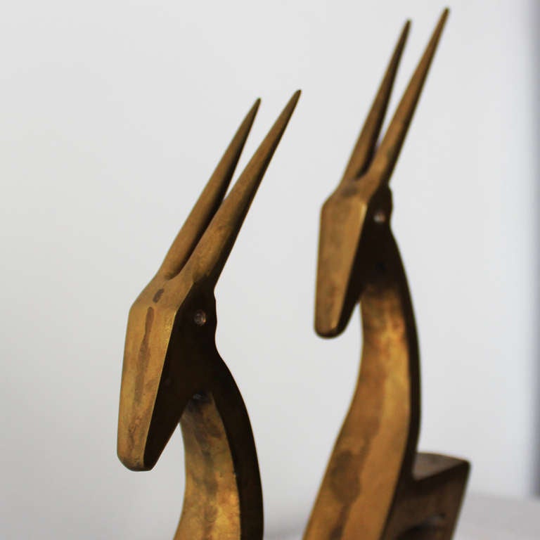 Highly stylized bronze sculpture of antelopes in the manner of Haguenauer.