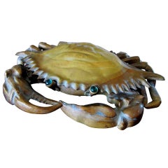 Antique Brass Crab Spitoon