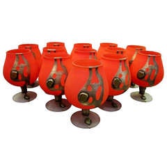 Vintage Set of 12 Red Glass Goblets