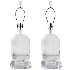 Pair of Vintage Lucite Lamps attributed to Springer