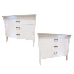 Pair of White Lacquer Mid-Century Modern Chests