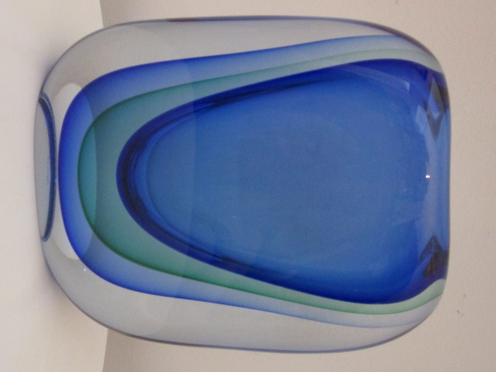 Blue and Green Murano Glass Vase at 1stDibs