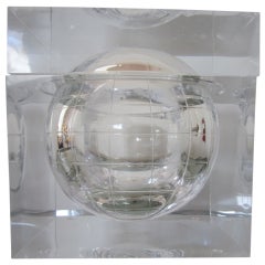 Lucite Ice Bucket with Globe Motif