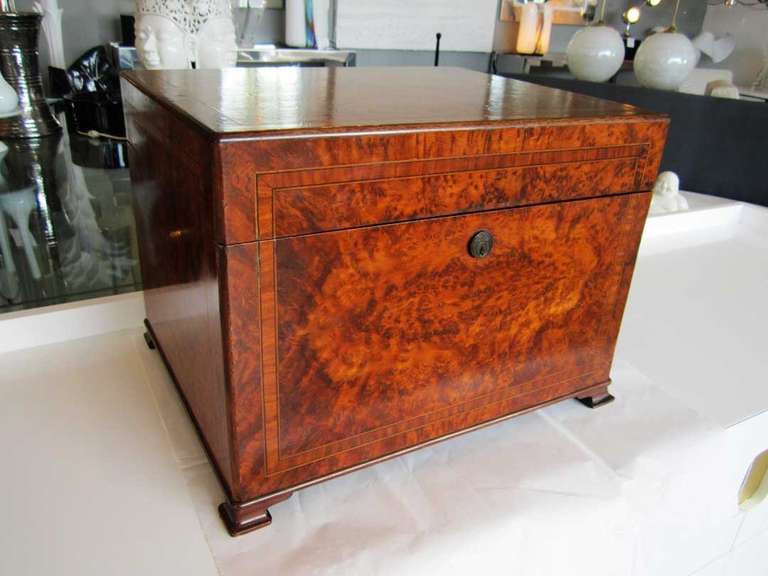 Large Alfred Dunhill Burlwood humidor can hold up to 100 cigars, but is missing the key to lock it