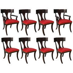 A Set of Eight Klismos Form Dining Chairs
