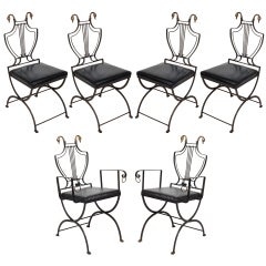Set of Directoire Style Iron Garden Chairs